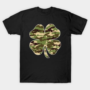 Vintage Camouflage Irish Shamrock Lucky Four-leaf Clover St Patrick's Day T-Shirt